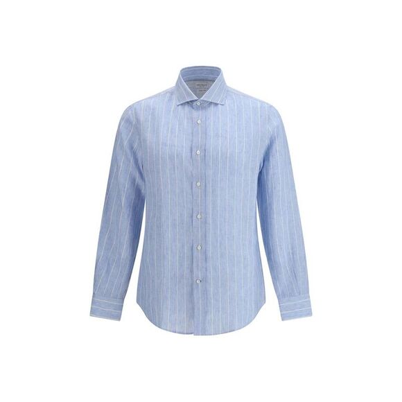 Brunello Cucinelli Other - Brunello Cucinelli Blue Linen Pattern Men's Shirt